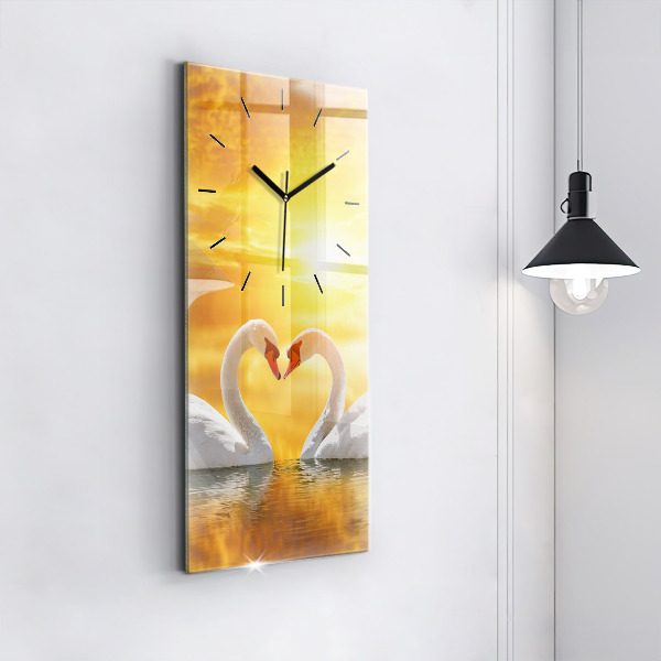 Vertical wall clock Swans in Love