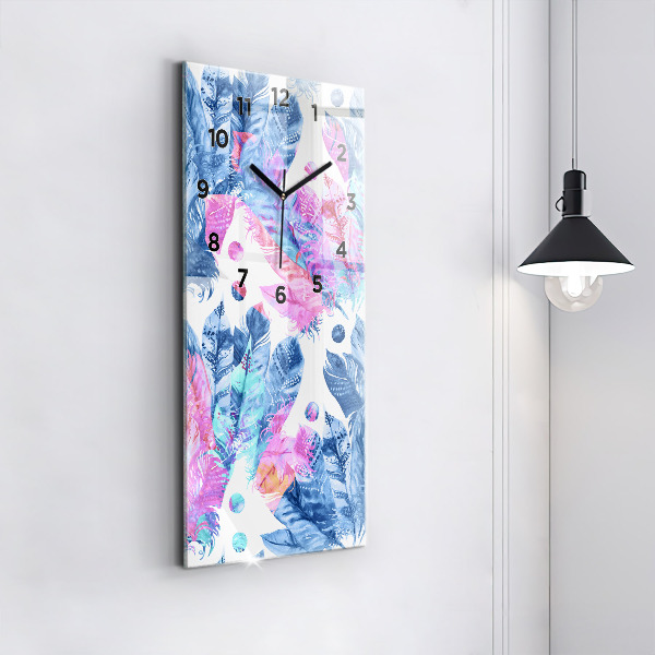 Vertical wall clock Colorful feathers