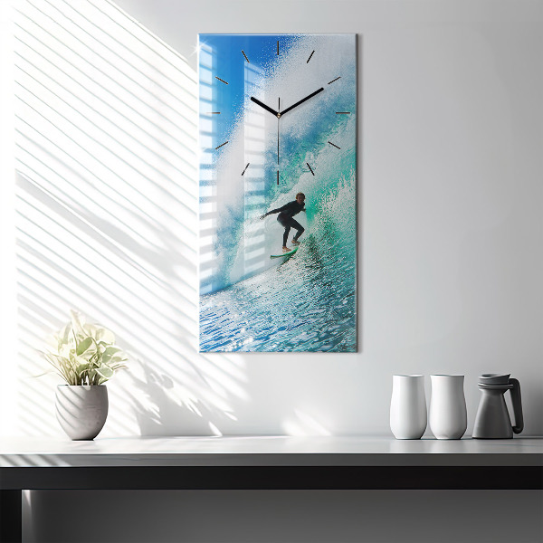 Vertical wall clock Surfing in Hawaii