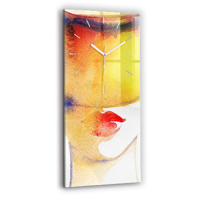 Vertical wall clock Woman in a hat