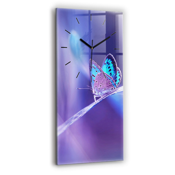 Vertical wall clock Butterfly on the grass