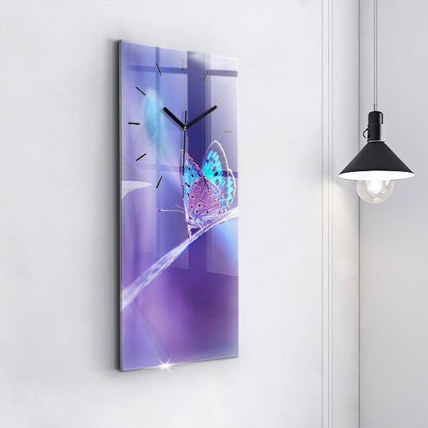 Vertical wall clock Butterfly on the grass