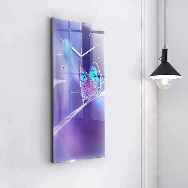 Vertical wall clock Butterfly on the grass
