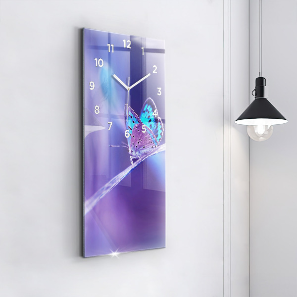 Vertical wall clock Butterfly on the grass