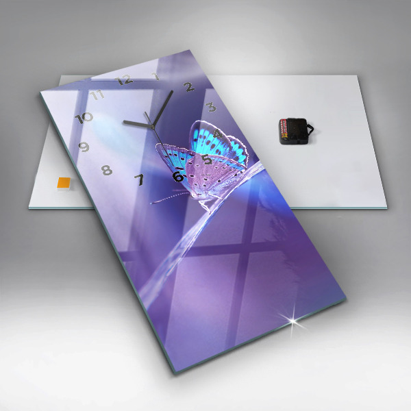 Vertical wall clock Butterfly on the grass