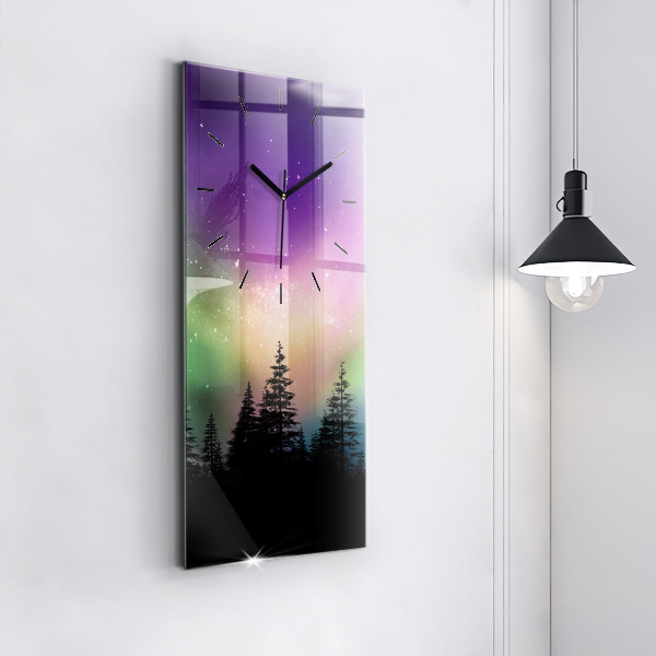 Vertical wall clock Northern lights