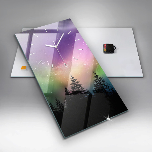 Vertical wall clock Northern lights