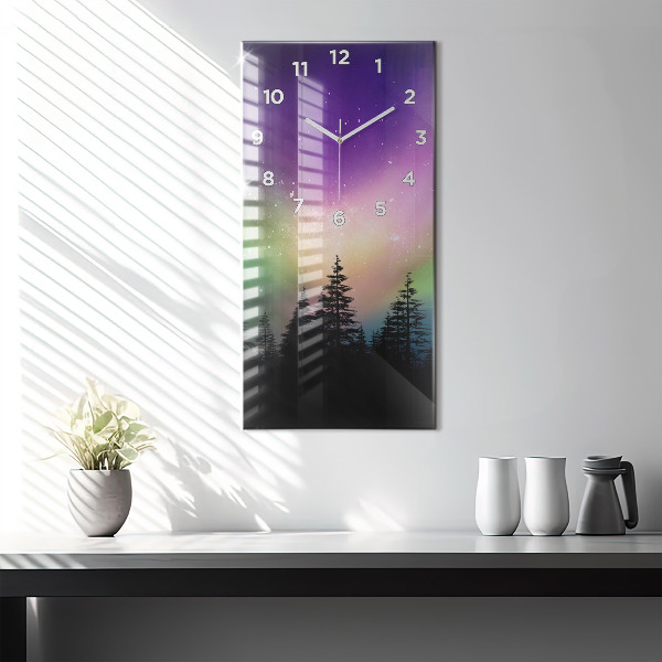 Vertical wall clock Northern lights