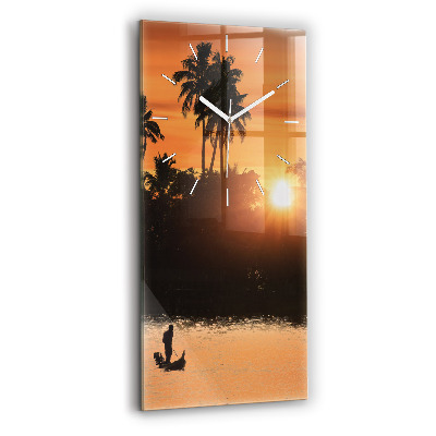 Vertical wall clock Sunset and palm trees