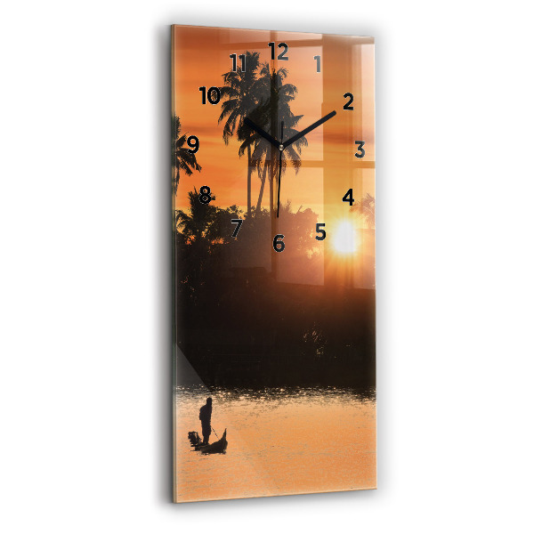 Vertical wall clock Sunset and palm trees