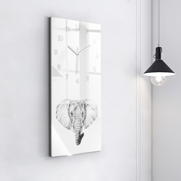Vertical wall clock Graphic elephant head