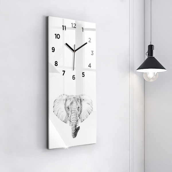 Vertical wall clock Graphic elephant head