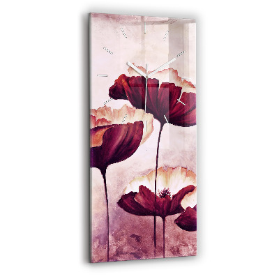 Vertical wall clock Blooming poppies