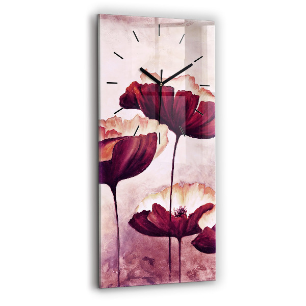Vertical wall clock Blooming poppies