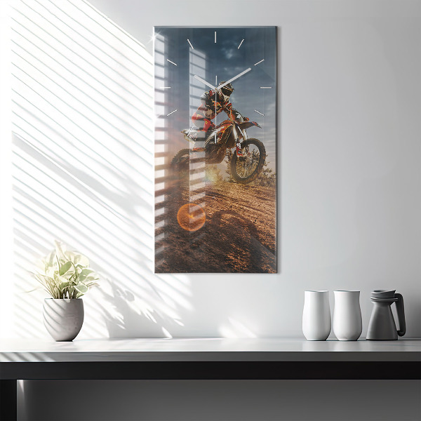 Vertical wall clock Man on a motorcycle