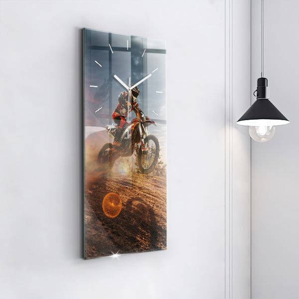 Vertical wall clock Man on a motorcycle