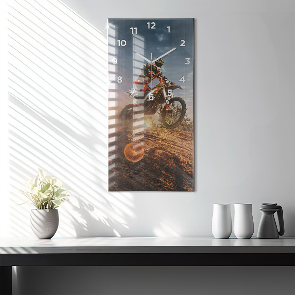 Vertical wall clock Man on a motorcycle