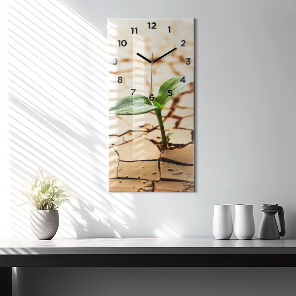 Vertical wall clock Plant in dry soil