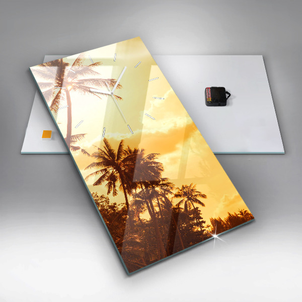 Vertical wall clock Sunny palm trees