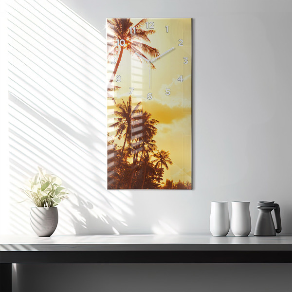 Vertical wall clock Sunny palm trees