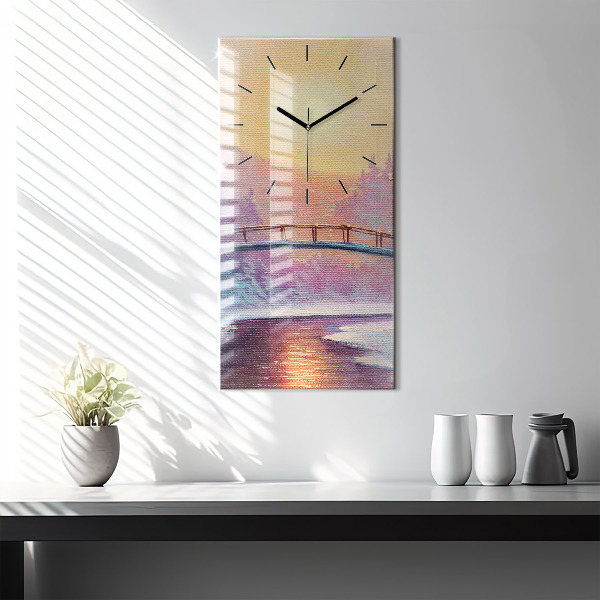 Vertical wall clock Christmas tree and bridge