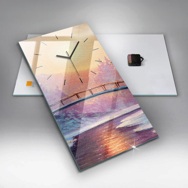 Vertical wall clock Christmas tree and bridge