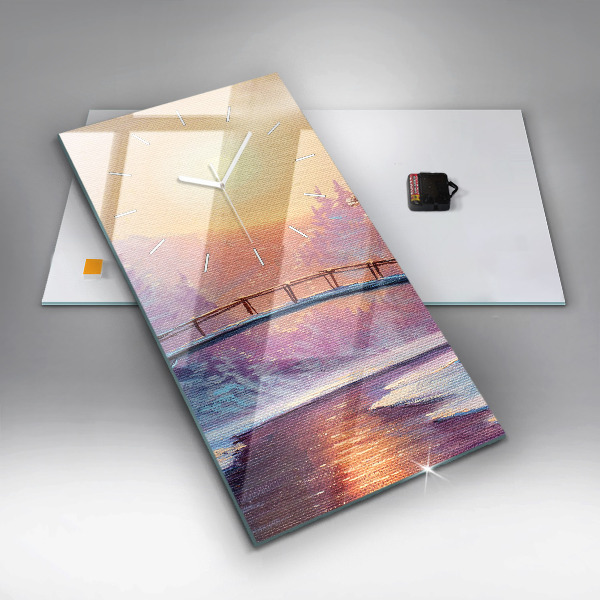 Vertical wall clock Christmas tree and bridge