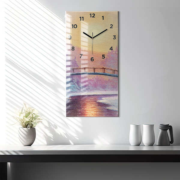Vertical wall clock Christmas tree and bridge