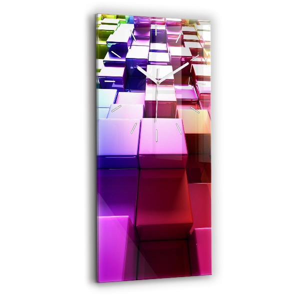 Vertical wall clock Colored cubes