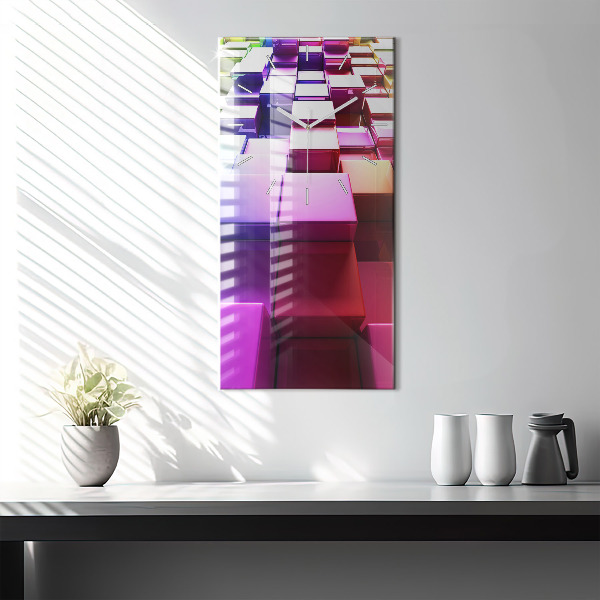 Vertical wall clock Colored cubes