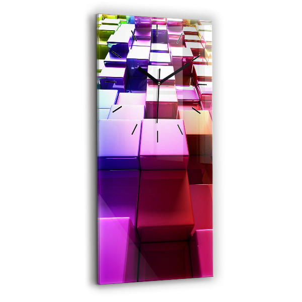 Vertical wall clock Colored cubes