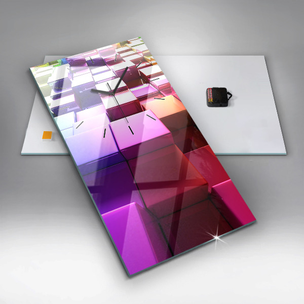 Vertical wall clock Colored cubes