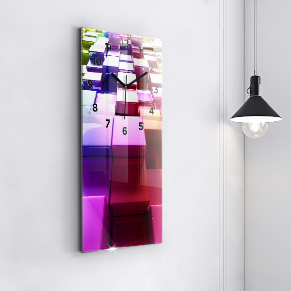 Vertical wall clock Colored cubes