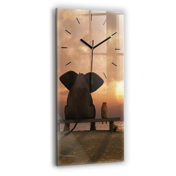 Vertical wall clock Animals and sunset