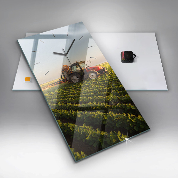 Vertical wall clock Tractor in a farm field