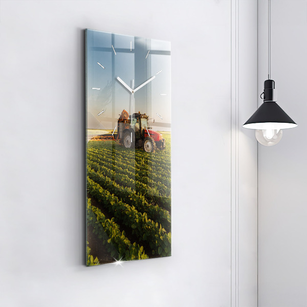 Vertical wall clock Tractor in a farm field