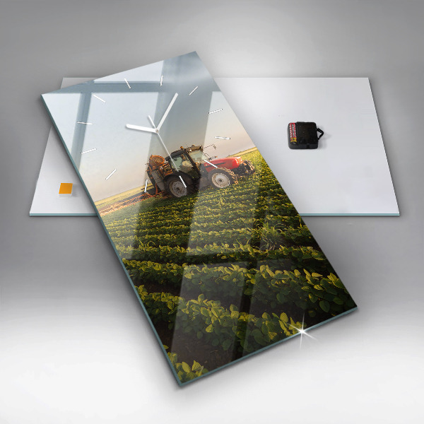 Vertical wall clock Tractor in a farm field