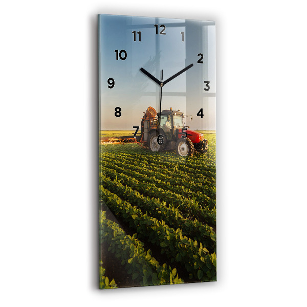 Vertical wall clock Tractor in a farm field