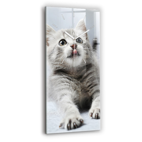 Vertical wall clock Cat on the couch