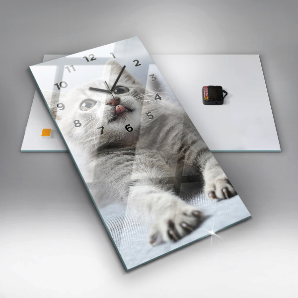 Vertical wall clock Cat on the couch