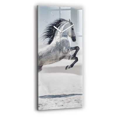 Vertical wall clock Galloping white horse