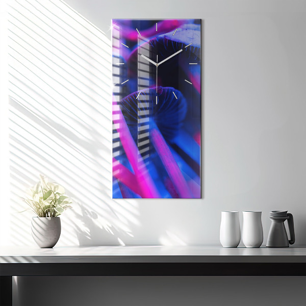Vertical wall clock Magic colorful mushrooms