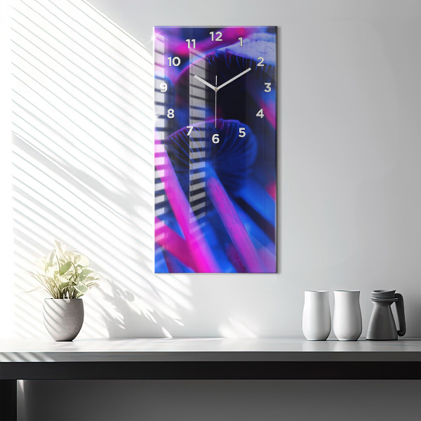 Vertical wall clock Magic colorful mushrooms