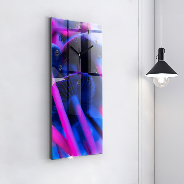 Vertical wall clock Magic colorful mushrooms