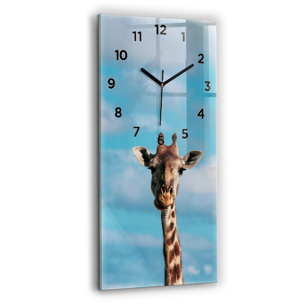 Vertical wall clock Giraffe head against the sky