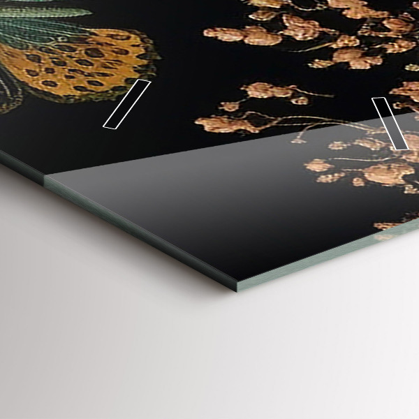 Vertical wall clock Flower and golden butterflies