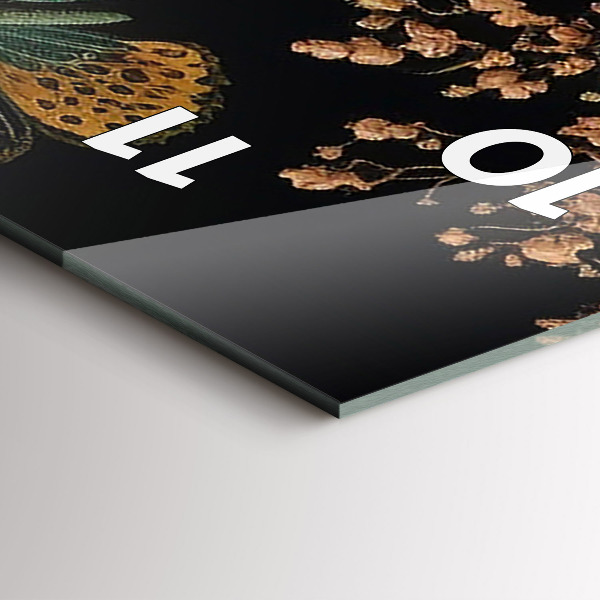 Vertical wall clock Flower and golden butterflies