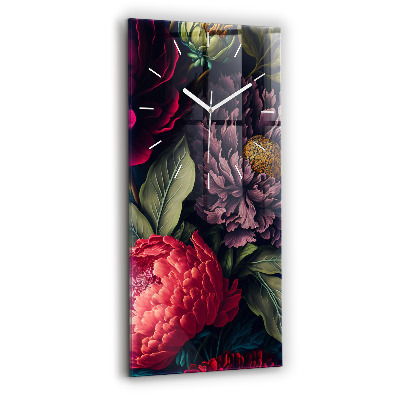 Vertical wall clock Vintage flower bouquet