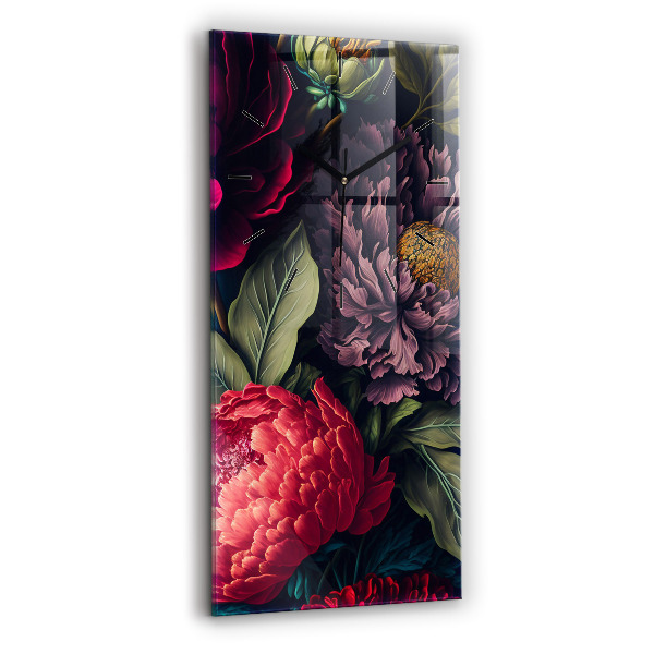 Vertical wall clock Vintage flower bouquet