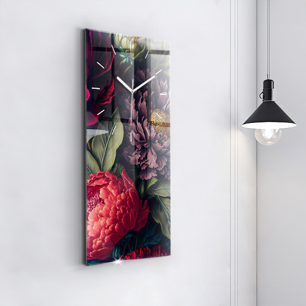 Vertical wall clock Vintage flower bouquet